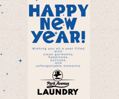 Happy New Year message from Park Avenue Laundry wishing clean garments, happiness, success, and unforgettable moments