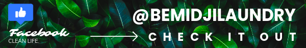 facebook logo and text Bemidji laundry, check it out, facebook clean life